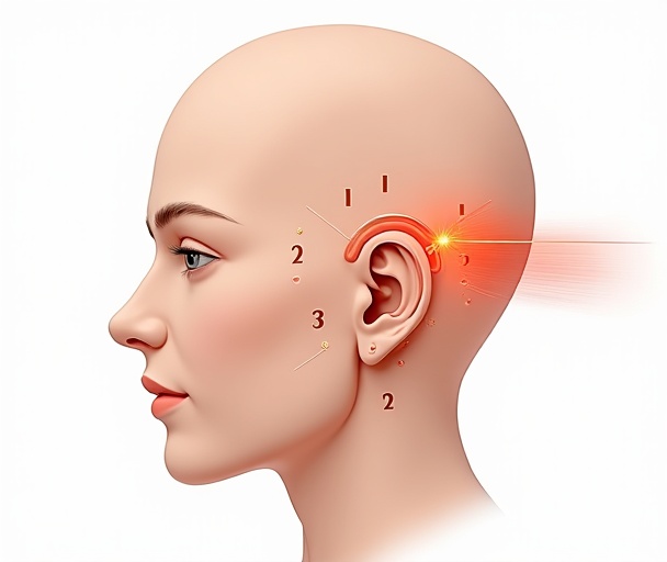 Schéma de l'oreille avec points d'acupuncture